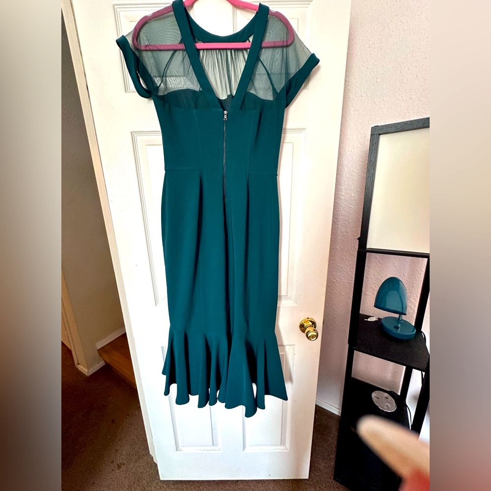 Elegant Teal Dress with Mesh Detail